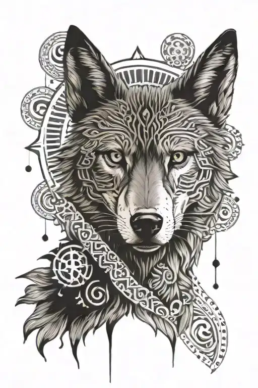 The Dacian Wolf With The Solar Rosette And The Zig Zag Symbols