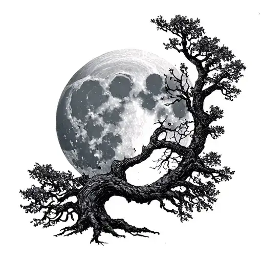 Full Moon With An Oak Tree And The Whole Design Should Represent The Suffering Of The Elder Brother
