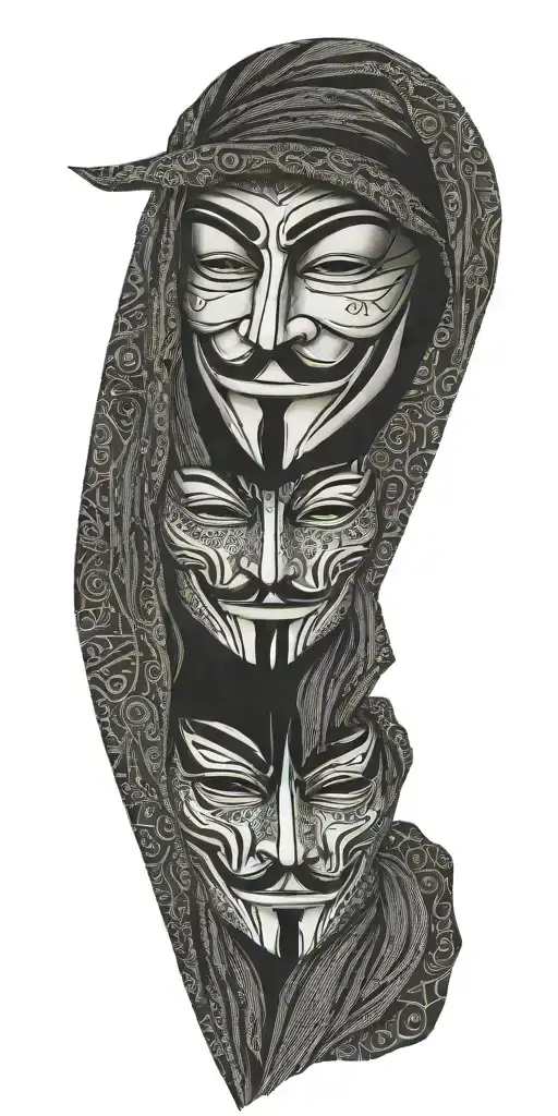 V For Vendetta Portrait With Tribal