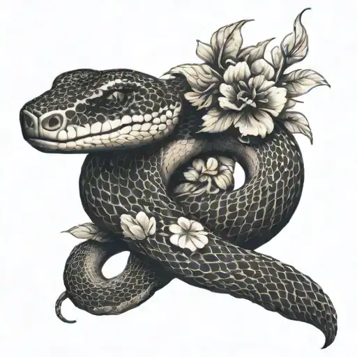 Snake With Flowers