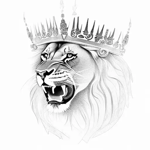 A Lion Wearing A Crown Made Of Dollar Bills