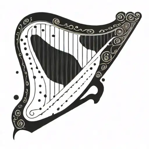 Harp Minimalist Tattoo Black