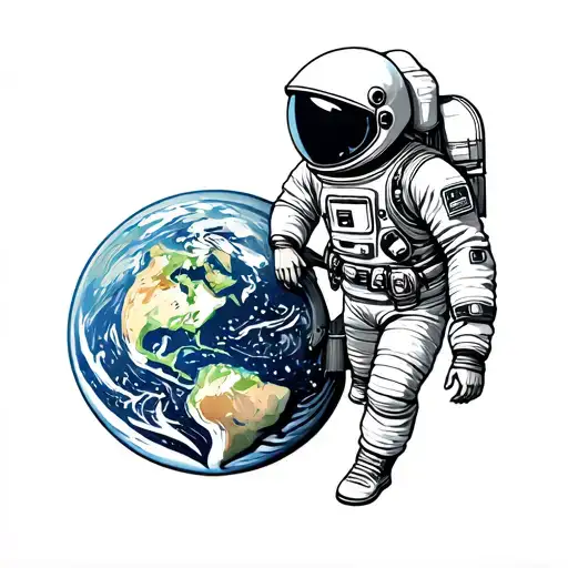 Father And Son Astronaut Looking At Earth