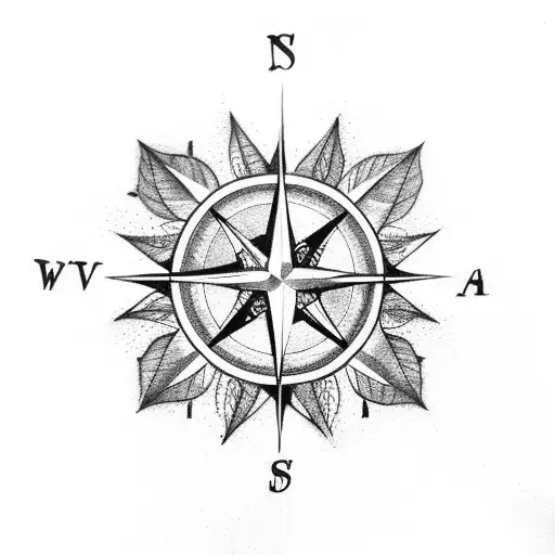 A Compass And A Camera Intertwined With Branches And Leaves