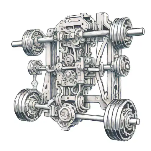 A Biomechanical Tattoo Of A Computer Motherboard Morphing Into A Weightlifting Barbell
