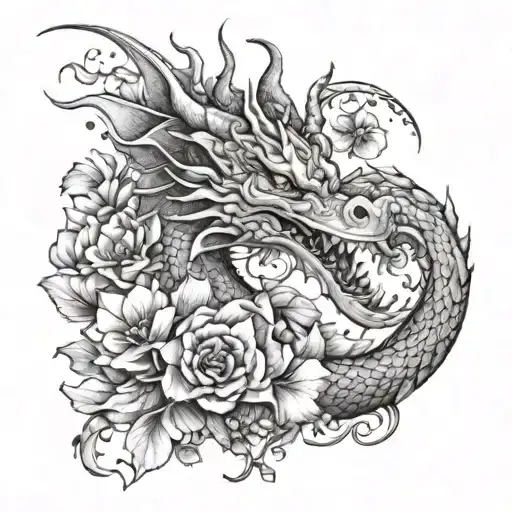 Dragon And Flowers