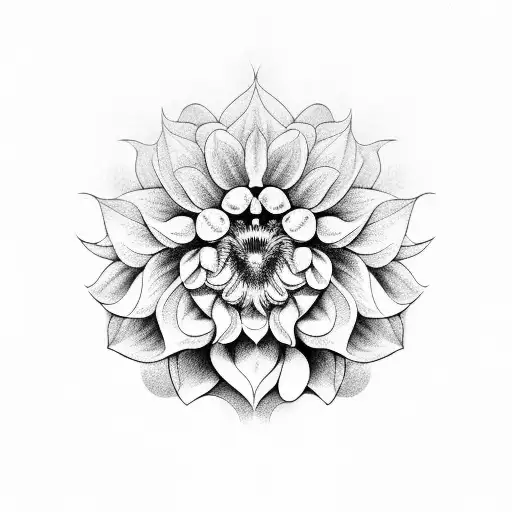 Dog Nose Print Over Dahlia Flower With Ears