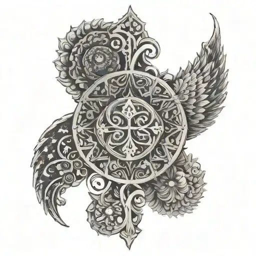 An Intricate Design Combining Christian Symbols With Stoic Principles