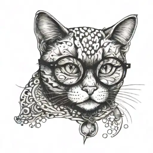 Cute Cat With Glasses Surrounded