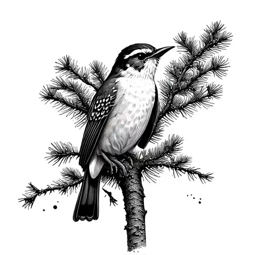 Cuckoo Bird Sitting In A Pine Tree