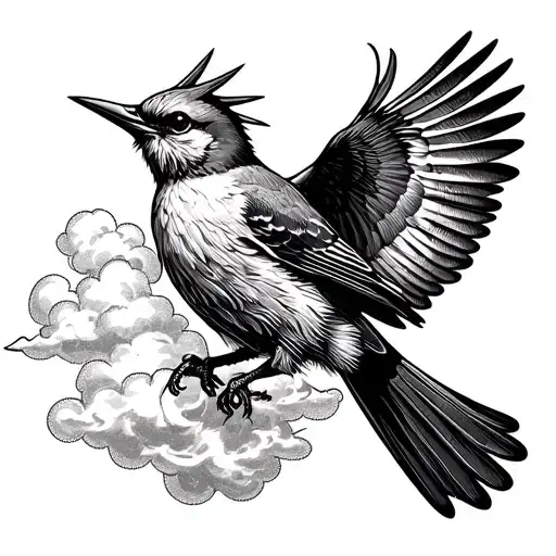 A Cuckoo Bird Flying Into The Clouds