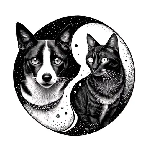 Dog And Cat Ying Yang