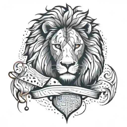 Teacher-themed Lion Tattoo With Abstract Elements