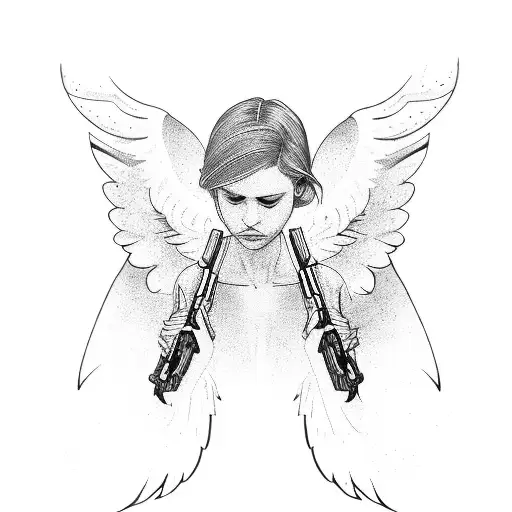 Prophet With Angelic Wings Holding A Gun That Shoots Stars