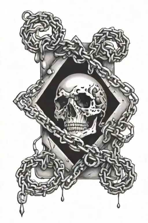 Tattoo In Vip Shading Style Depicting A Trap On A Short Broken Chain