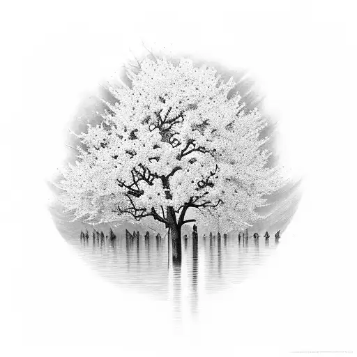 Masculine Cherry Blossom Tree With Petals Falling Off