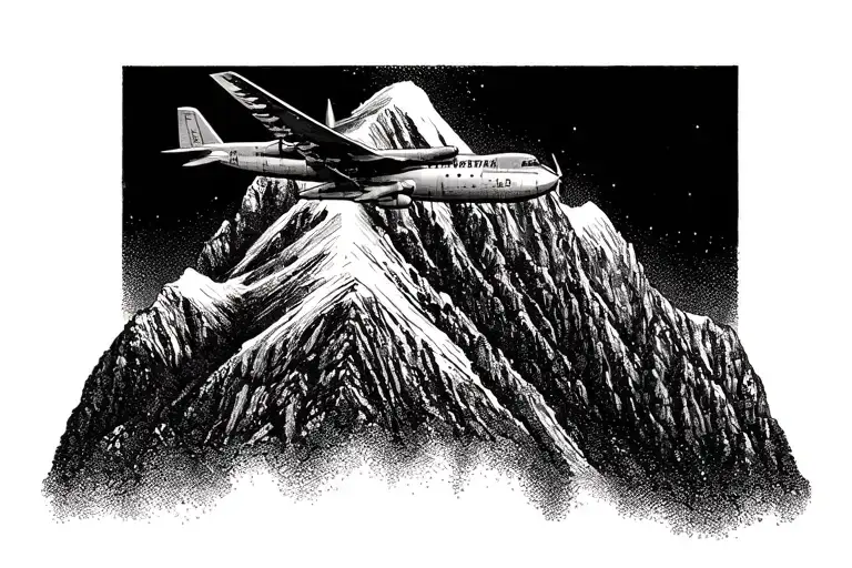 Airplane Flying Over A Mountain