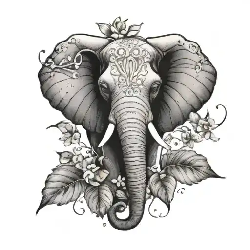 An Elephant Ear Plant Intertwined With Honeysuckle Flowers