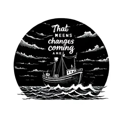 A Fishing Boat On Rough Seas With A Quote Thats Means Changes Are Coming