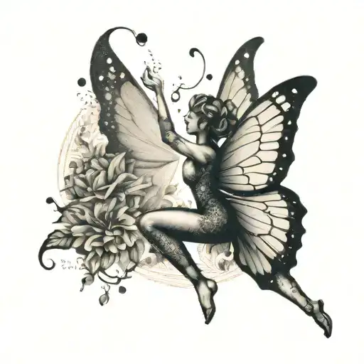 Fairy Reaching Up To Touch Butterfly