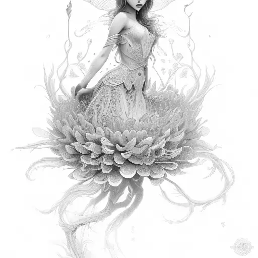 Fairy Coming Out Of Chrysanthemum Flower