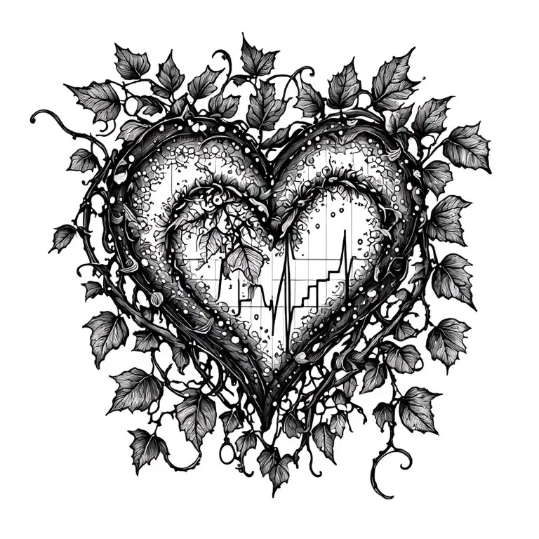 Ivy Vines Heart Beat Line