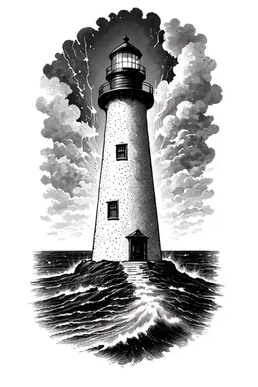 Lighthouse Standing Tall Shining Light Through A Storm