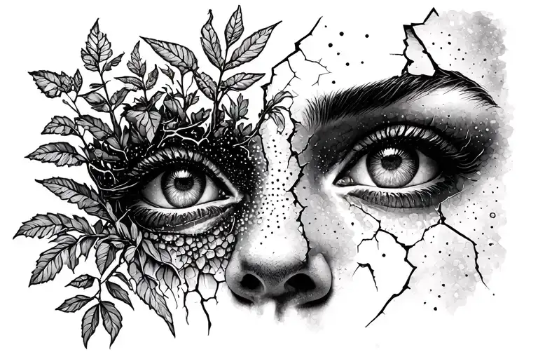 Plants Growing From A Broken Face