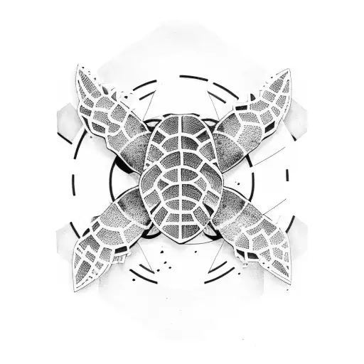 Minimalist Tattoo Half Guitar Half Turtle