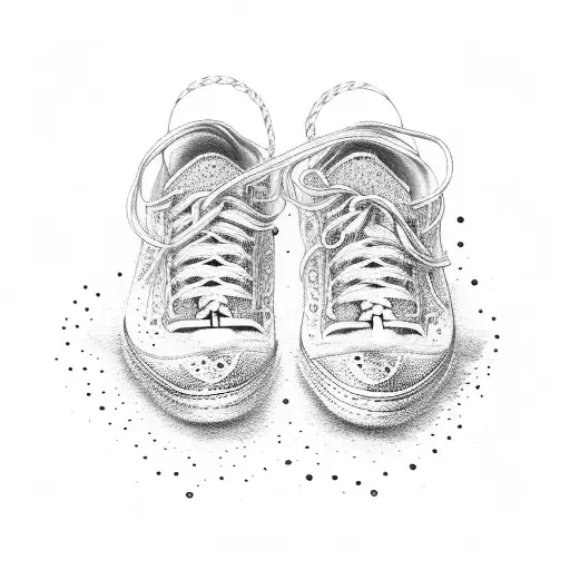 A Pair Of Elegant Shoes With Ocean Waves And Japanese Waves Intertwining As Laces