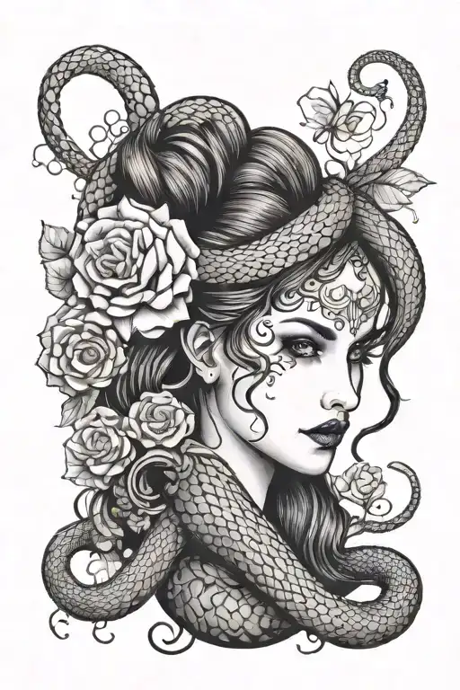 Gothic Girl Floral Snake
