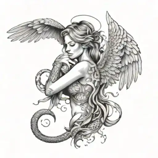 Guardian Angel Wings With Snakes Around Her Back
