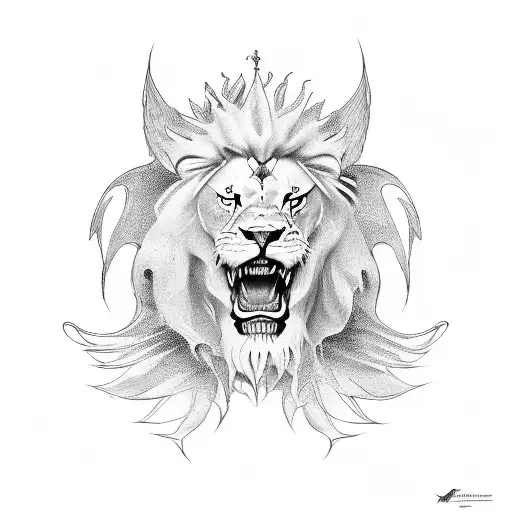 Lion With Dragon Wings And Trident Tail