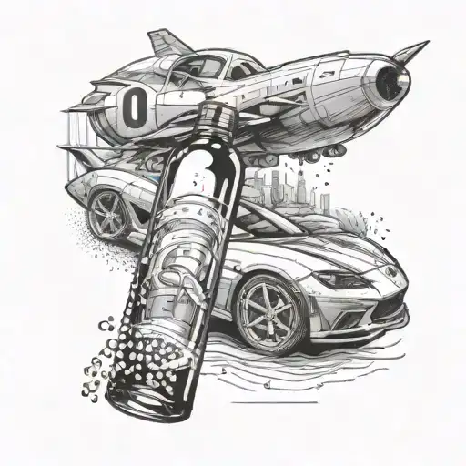 Create A Glass Bottle Morphing Into A Sleek Sports Car On A Coastal Road