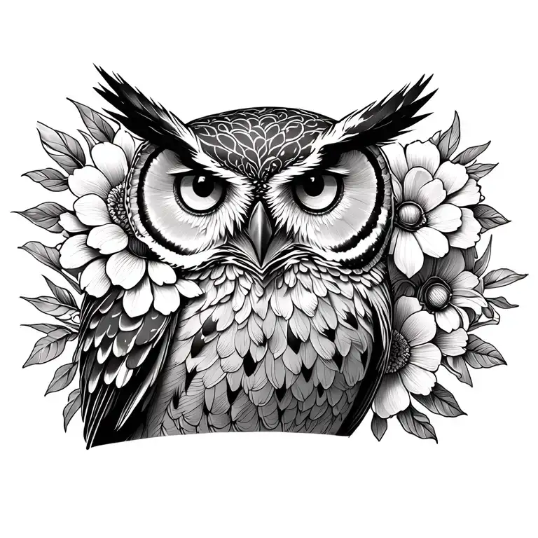 Owl With Flowers