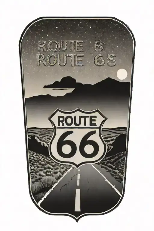 Route 66 Sign With Truck And Road In Distance