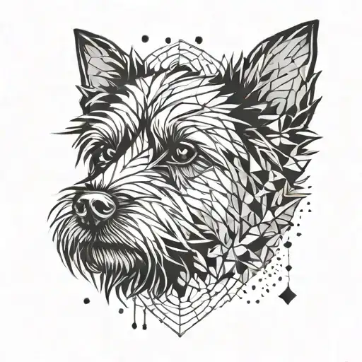 A Geometric Bracelet Design With A Silhouette Of A Yorkshire Terrier Incorporated