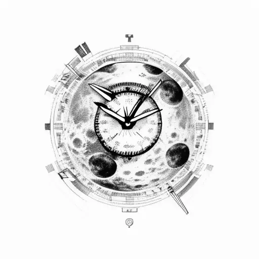 Moon With Eye And Clock