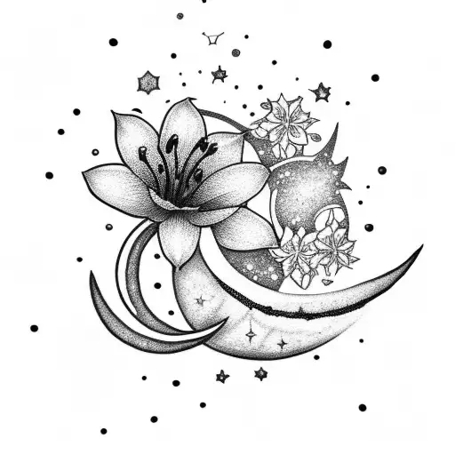 Lily With Moon And Stars