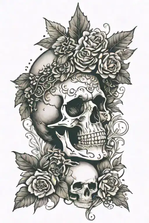 Skull Surrounded By A Wreath