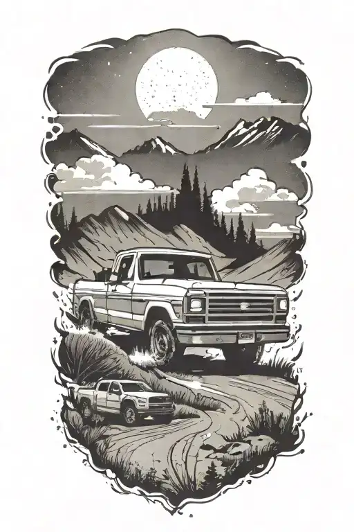 Fordtruck And Road In Distance