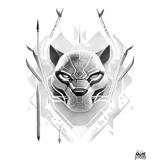 Black Panther With Spear Through Heart