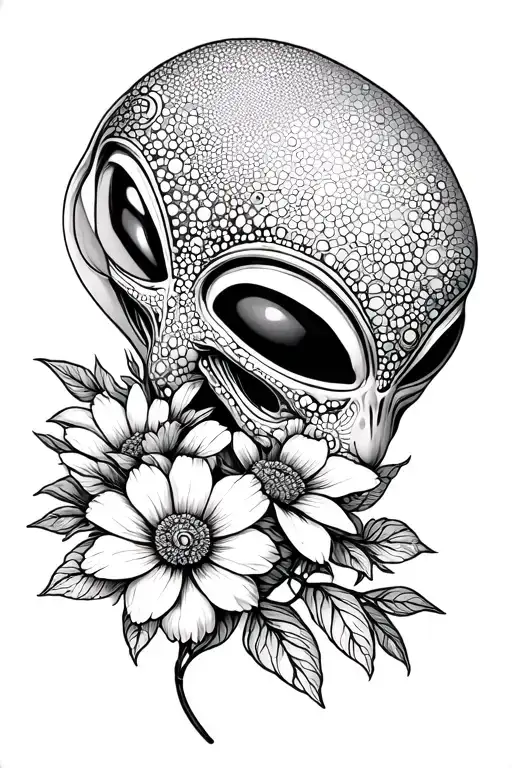 Alien And Flowers Intertwined