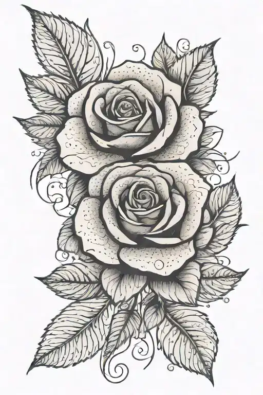 Fineline Plant Rose Tattoos That Meander From The Hip Over The Thigh