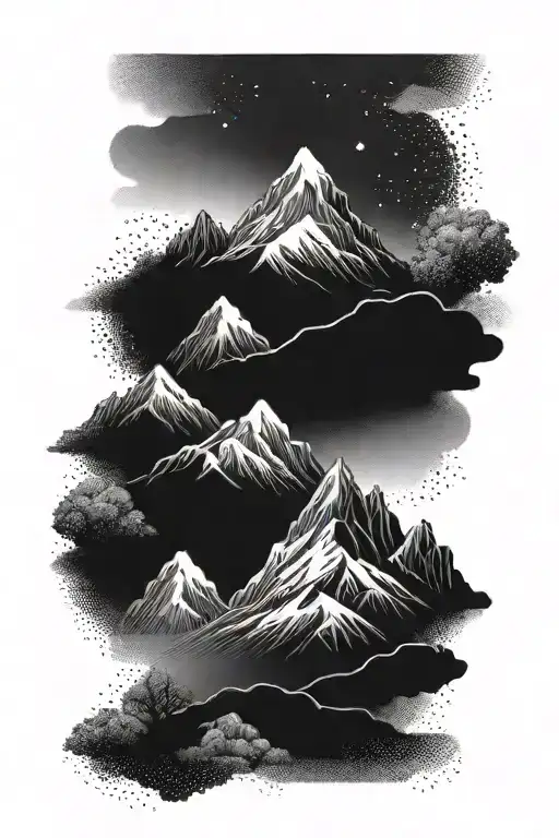 Mountains Along A Line