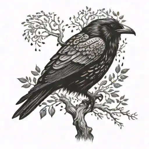 Raven And Tree