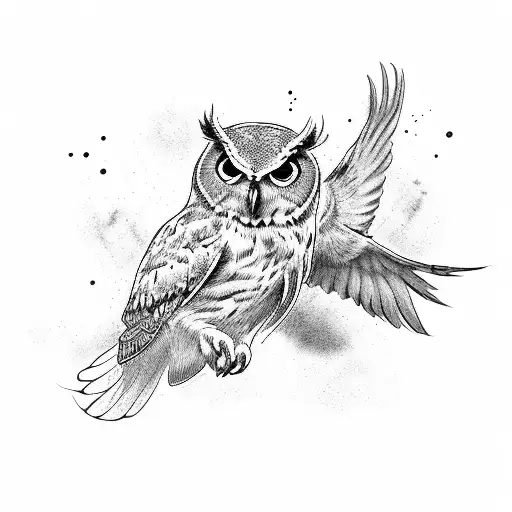 Owl In Flight Hunting