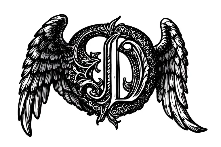 Letter D With Angel Wings