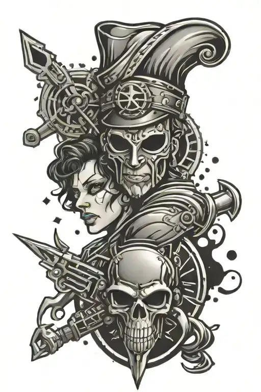 A Dual-themed Tattoo Featuring The Gemini Raiders Logo And Surrounded By Hip Hop Elements