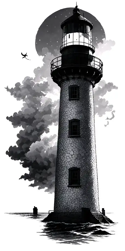 Lighthouse Standing Tall Shining Light Through A Storm